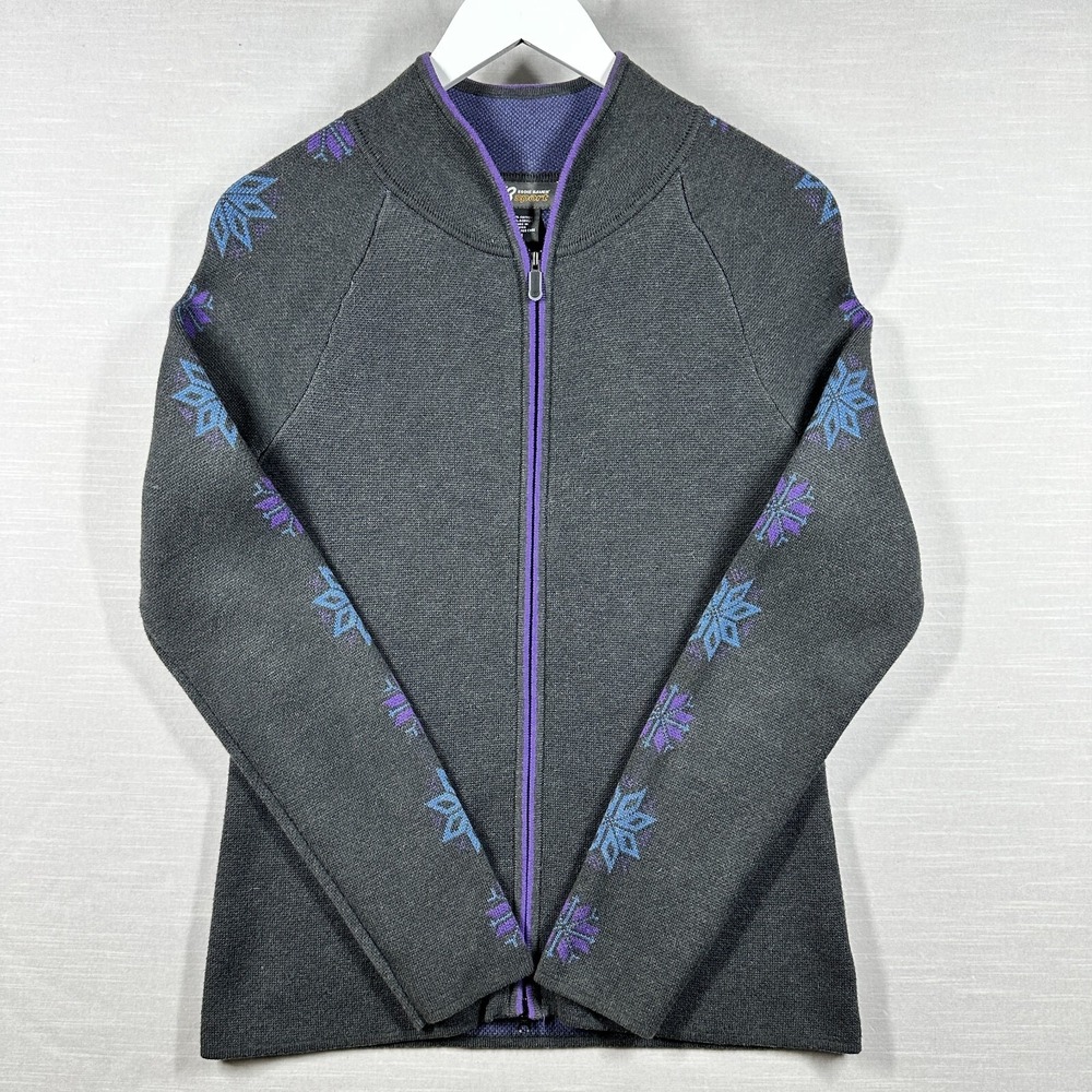 Eddie Bauer Sport Jacket Womans Medium Gray Snow Flake Outdoor Nature Casual
